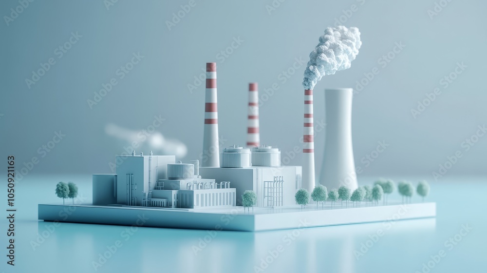 Obraz premium Thermal power plant model. Energy concept background