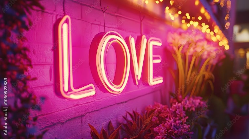 「LOVE」の文字が光るネオン 「LOVE」の文字が光るネオン