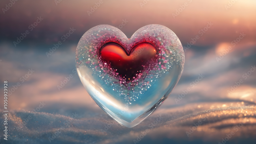 Fototapeta premium Heart shape for Love concept, Valentine's Day concepts. love symbol, concept for Valentine's Day, wedding etc. Heart elements for love concept design. AI generated image