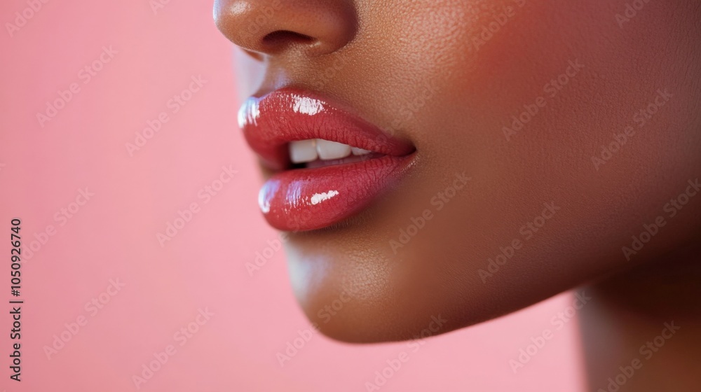 Naklejka premium Close-Up of Glossy Lips