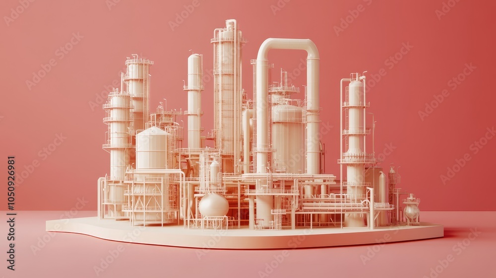 Obraz premium Oil plant model. Industrial concept background
