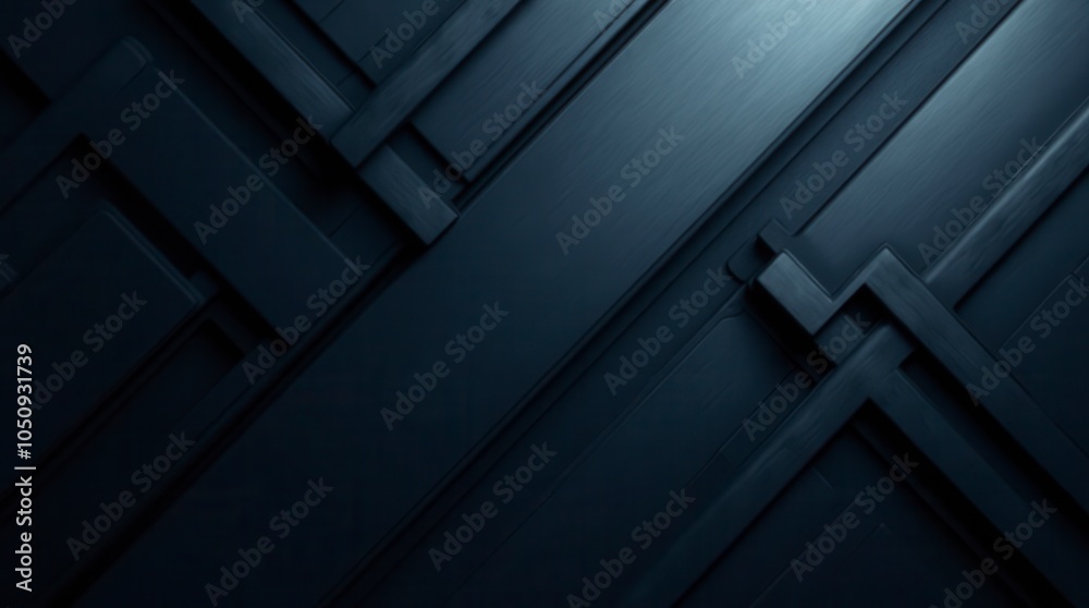 Modern Abstract Background Dark Blue Gradient with Black Geometric Lines and Metallic Reflection Modern Abstract Background Dark Blue Gradient with Black Geometric Lines and Metallic Reflection