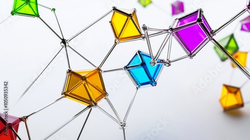 An abstract representation of unity, showing a spectrum of interconnected geometric shapes forming a cohesive whole, Symbolizing the strength found in diverse elements coming together