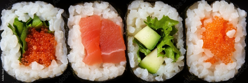 寿司ロールの多様性 - 料理芸術とデザインのための新鮮な日本料理