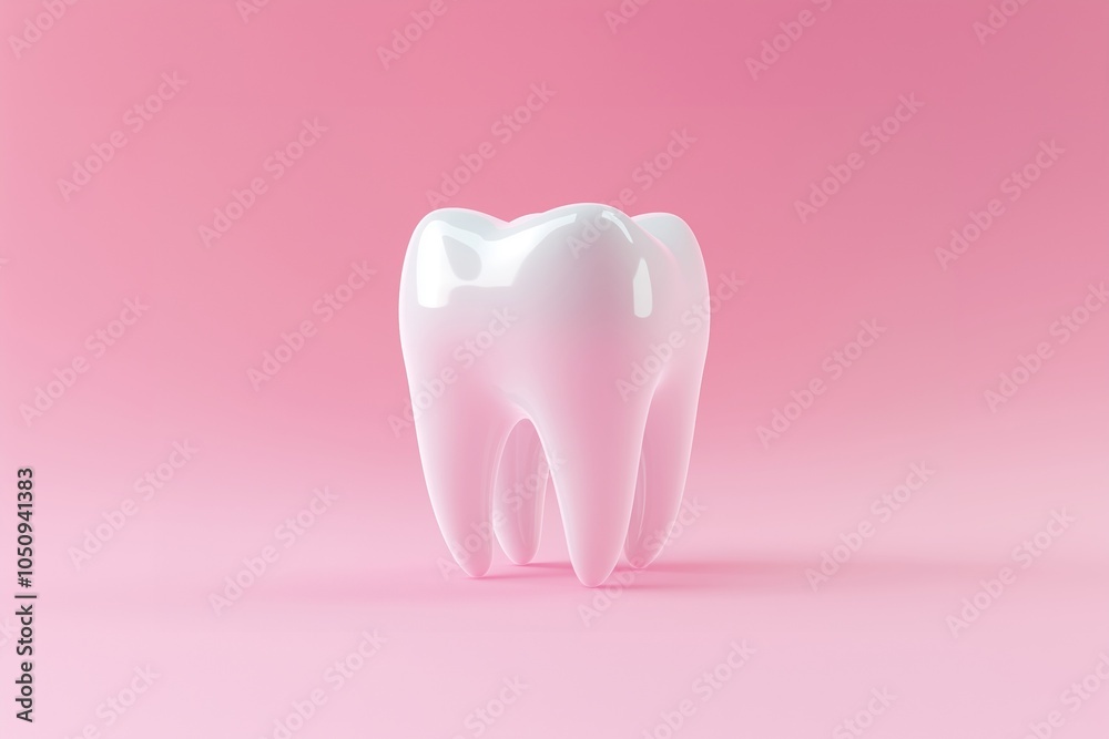 Shiny white tooth on pink background for dental health and hygiene banner with copy space Shiny white tooth on pink background for dental health and hygiene banner with copy space