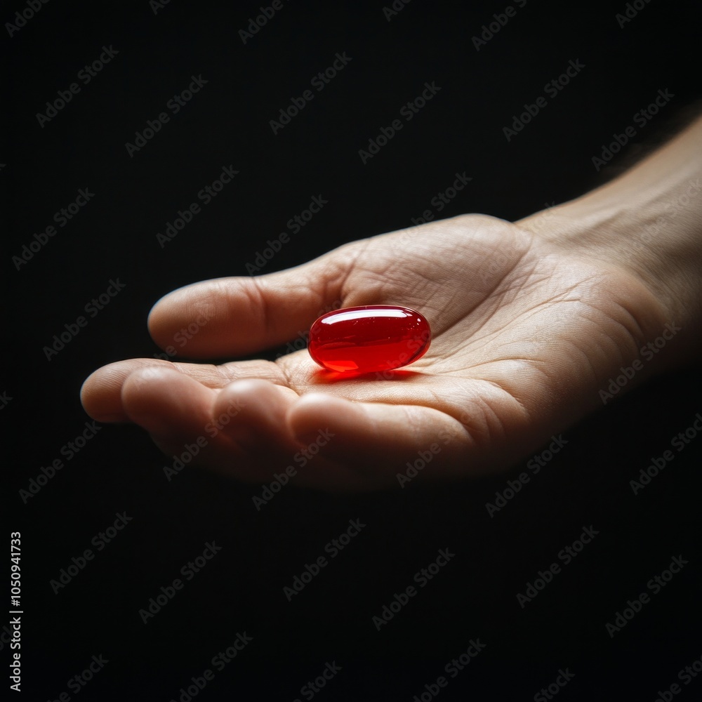 Hand holding white capsules against dark background Hand holding white capsules against dark background