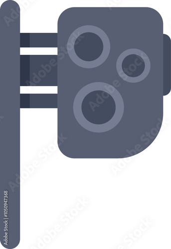 Minimalist vector illustration of a traffic light showing the stop signal, isolated on a white background