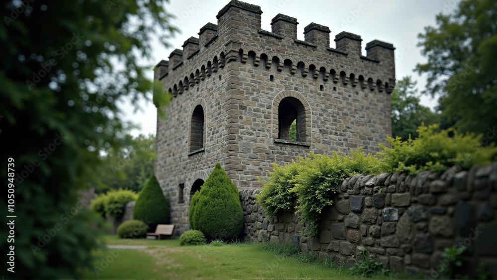Stone wall with greenery, castle in background, serene nature, architectural beauty, historical structure. Generative, AI.
Stone wall with greenery, castle in background, serene nature, architectural beauty, historical structure. Generative, AI.