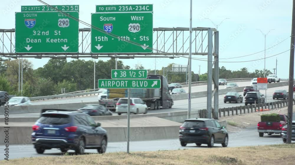 Highway Traffic to I35 in Austin, Texas filmed 10/26/2024