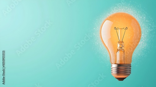 Glowing Lightbulb Surrounded by Soft Sparkles and Mist Against Calming Gradient Background  Atmospheric and Futuristic Depicting Innovation Creativity and Illumination