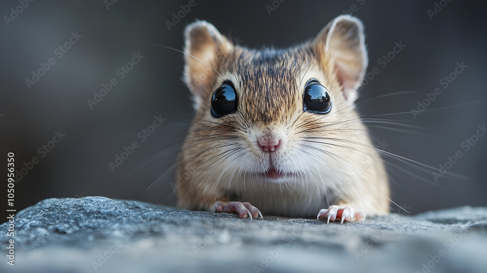 Extreme close up of cute rodent face with big eyes, showcasing its adorable features Extreme close up of cute rodent face with big eyes, showcasing its adorable features