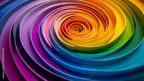 Colorful concentric arcs forming a wave pattern, representing the ripple effect of equitable practices and the broadening of inclusive opportunities, minimalist style photo