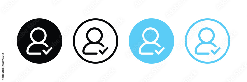 Set of User profile avatar with checkmark icon collection. Checked user profile symbol. Vector Illustration.