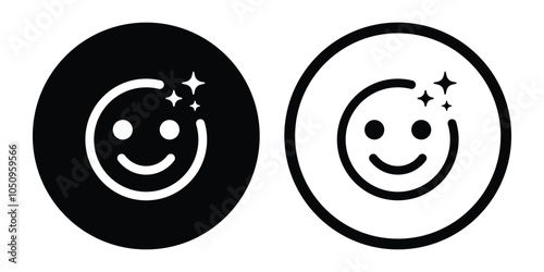 Set of effects icon collection. Edit filter icon with sparkle star. Smiley face emoji symbol. Vector Illustration.