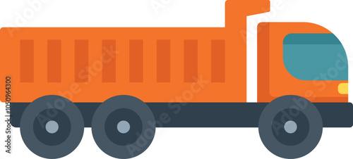 Simple vector illustration of a tipper truck carrying building materials, isolated on a white background