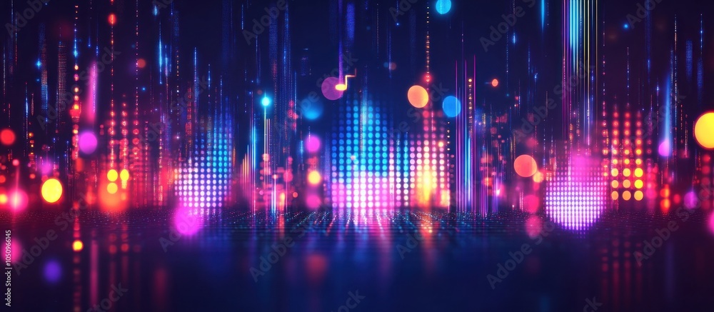 Abstract Neon Lights and Music Notes Abstract Neon Lights and Music Notes