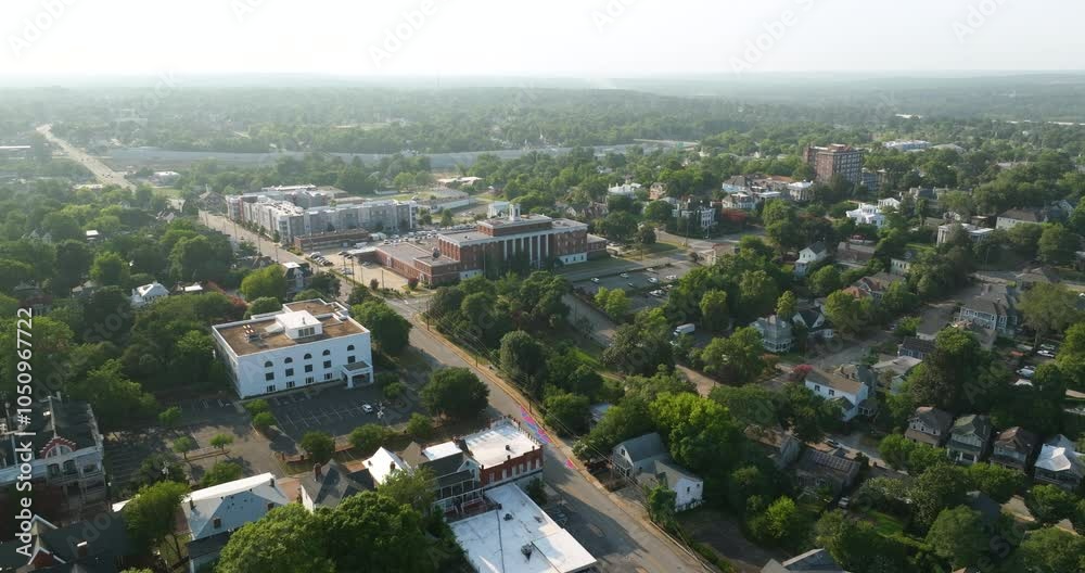 Victorian mansions in Macon, historic city in central Georgia with old historical architecture. USA panoramic cityscape Victorian mansions in Macon, historic city in central Georgia with old historical architecture. USA panoramic cityscape