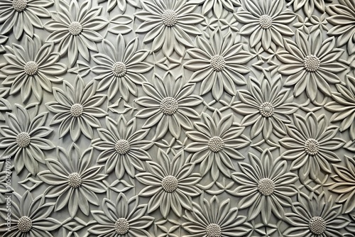 Grey textured abstract floral pattern on a decorative wall