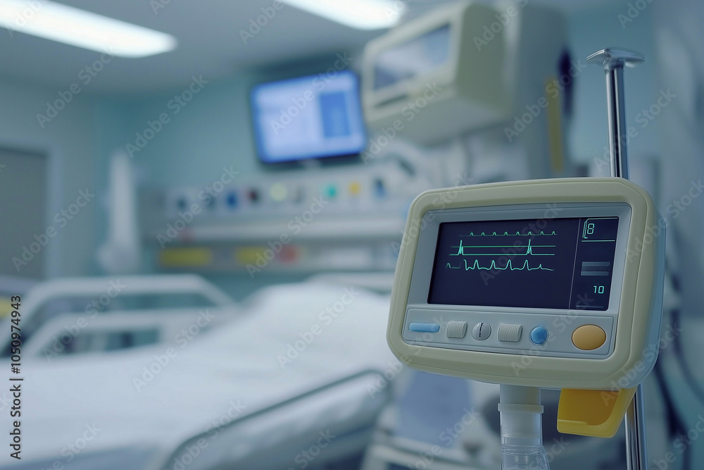 heart rate monitor on the background of a medical ward