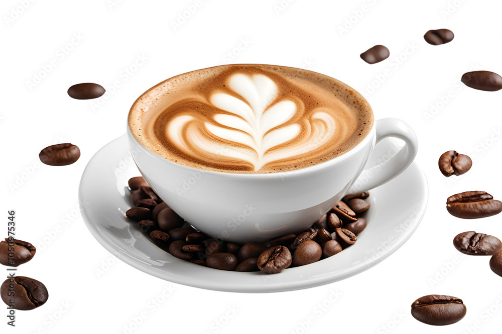 Obraz premium cappuccino coffee cup isolated on transparent background