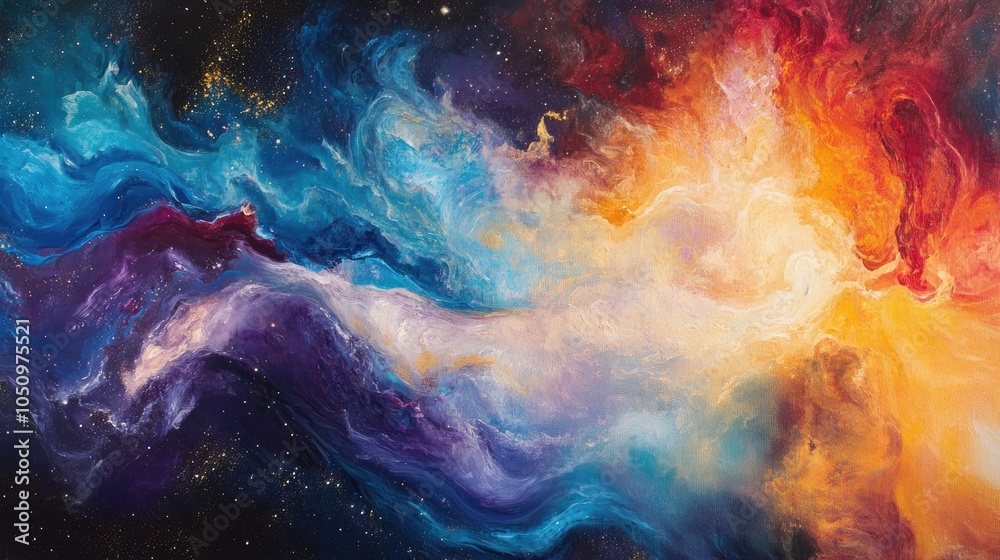 Fototapeta premium A bright, swirling abstract of galaxy colors, highlighting the beauty and intrigue of cosmic exploration and modern science