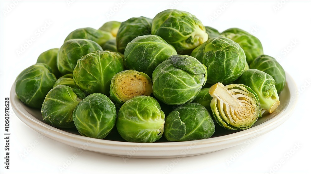 Fototapeta premium Fresh Roasted Brussels Sprouts on a White Plate