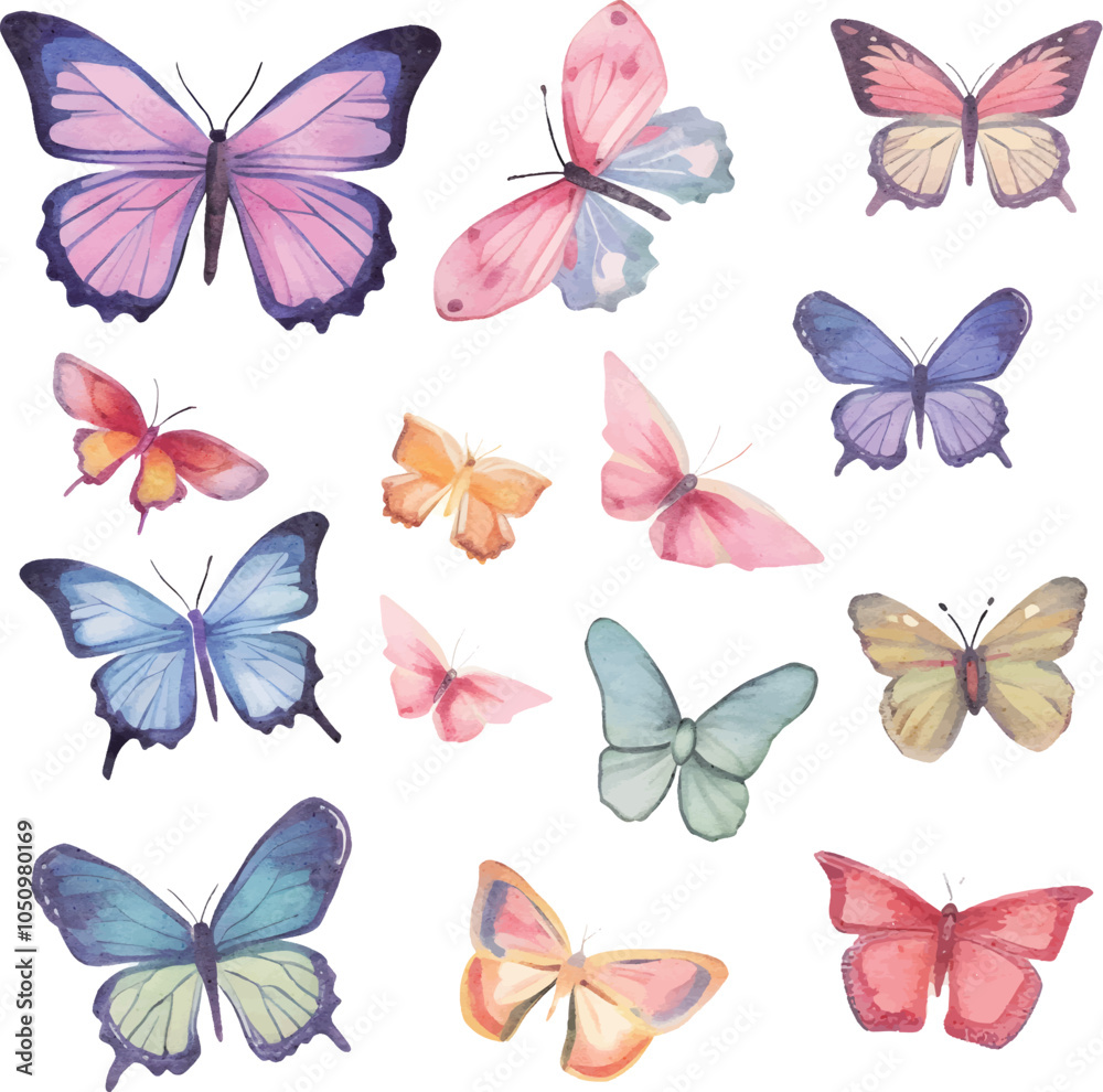 Fototapeta premium set of butterflies isolated