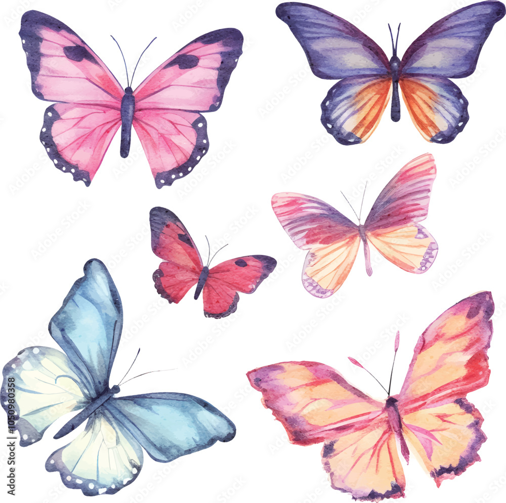 Fototapeta premium set of butterflies isolated on white