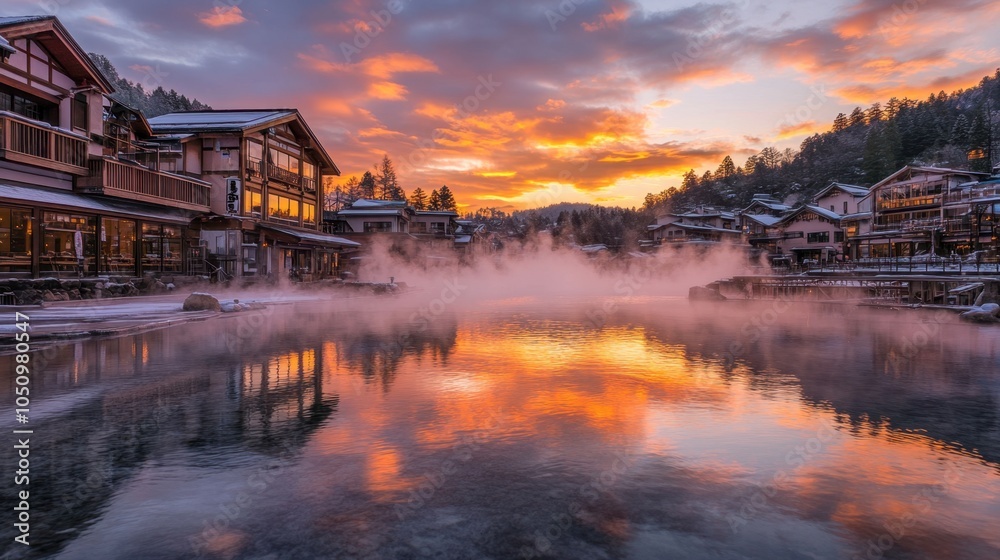 Fototapeta premium Serene Sunset Over Hot Springs Village
