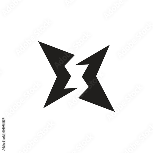 Logo letter X shuriken ninja crack unique design with blank background photo