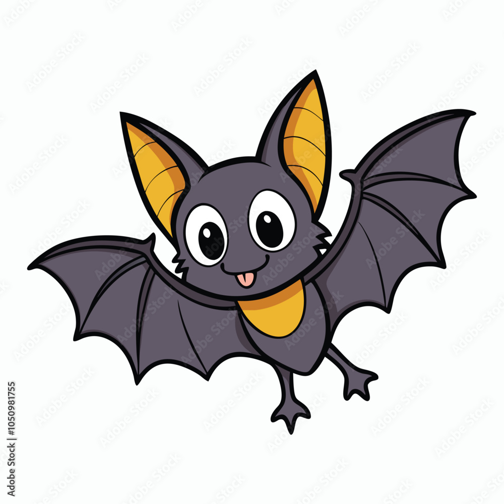 cute cartoon halloween bat flying white background cute cartoon halloween bat flying white background