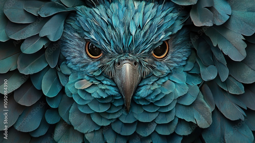Obraz premium Close Up of a Blue Macaw's Face with Feathers