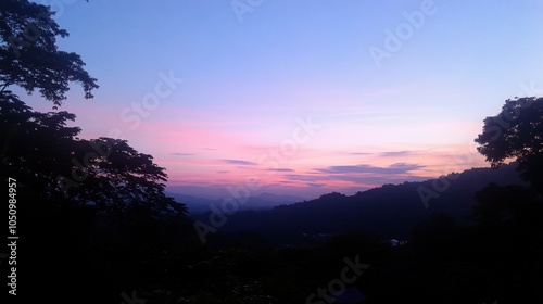 Serene Twilight Landscape with Soft Colorful Sky