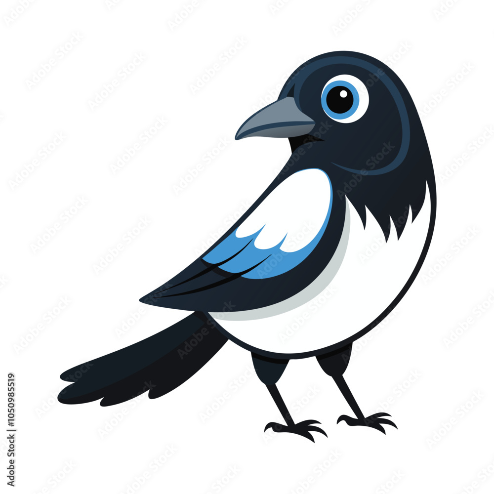 Fototapeta premium cute magpie white background
