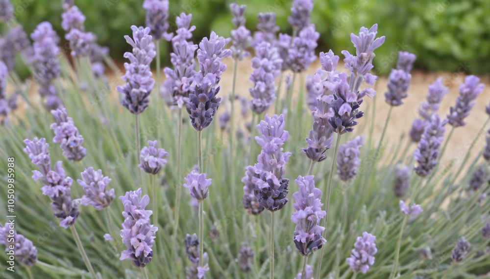 Fototapeta premium Lavender flowers in the garden in pastel colors
