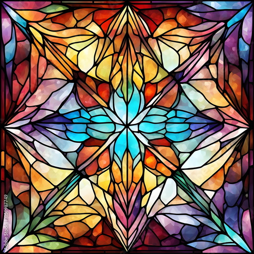 Abstract winter background with stained glass pattern