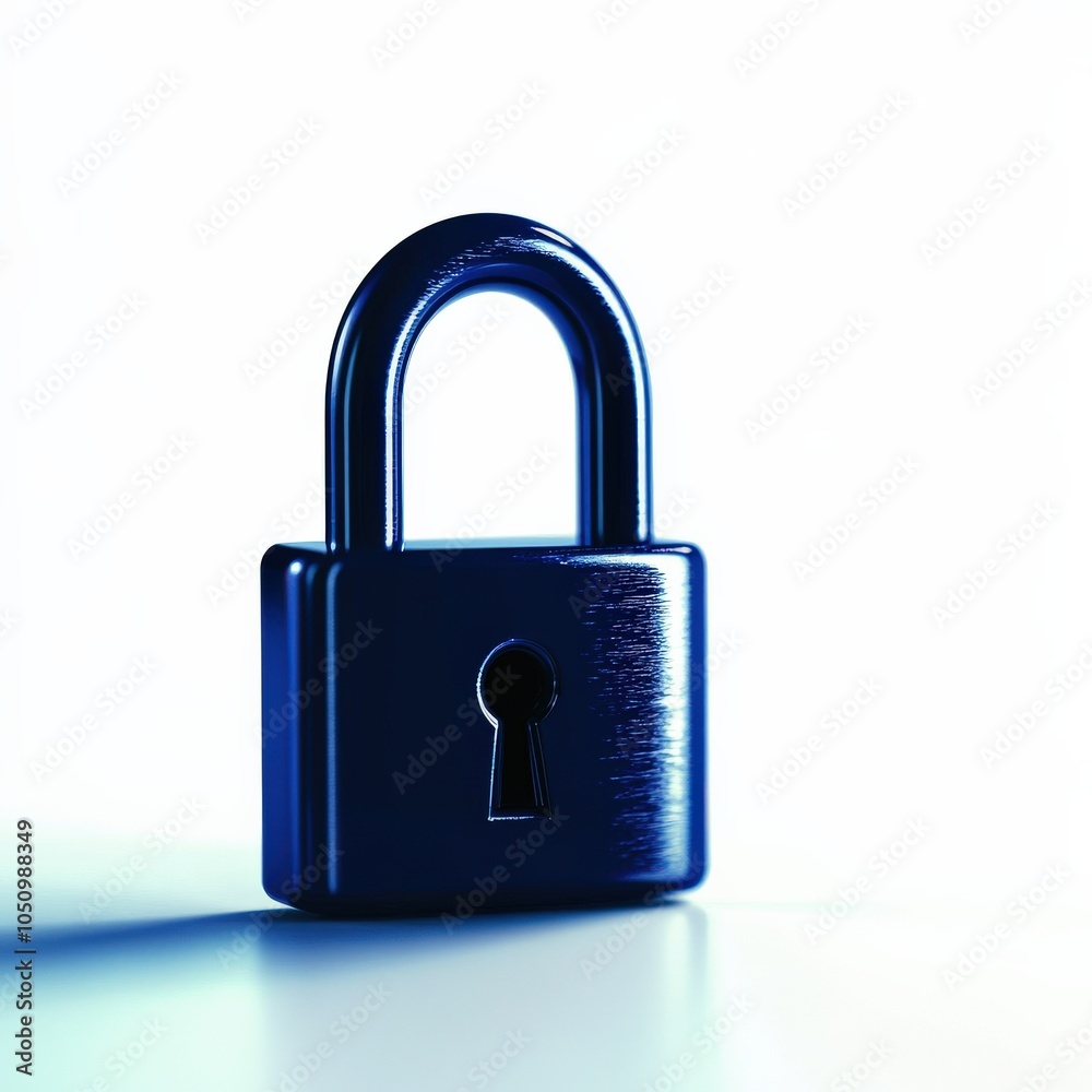 A blue padlock on a white isolated background symbolizing security and protection. A blue padlock on a white isolated background symbolizing security and protection.