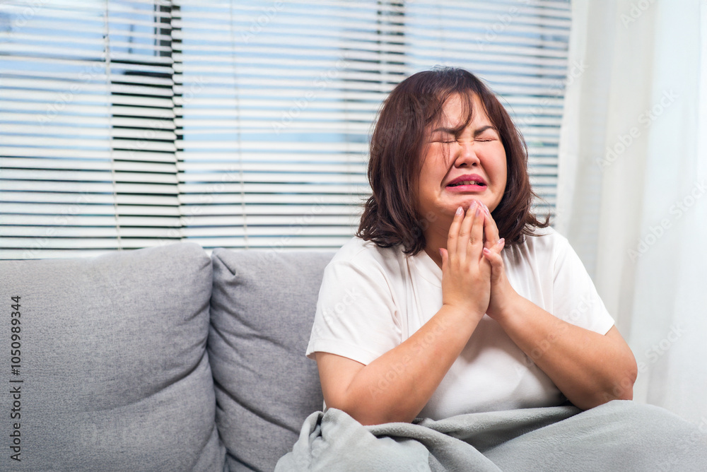 Chubby woman are stressed because of obesity. Chubby woman are stressed because of obesity.