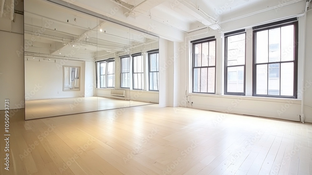 Obraz premium Bright and Spacious Empty Room with Mirrors