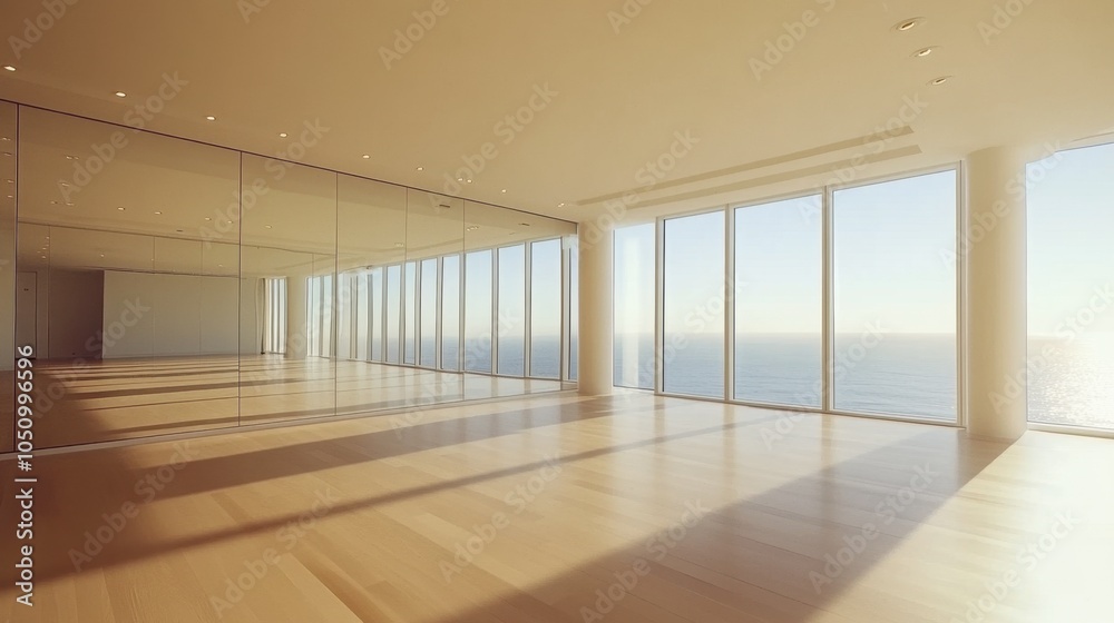 Obraz premium Modern Empty Room with Ocean View and Natural Light