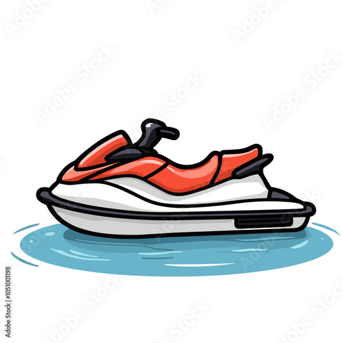 White jet ski vector illustration, personal watercraft design
