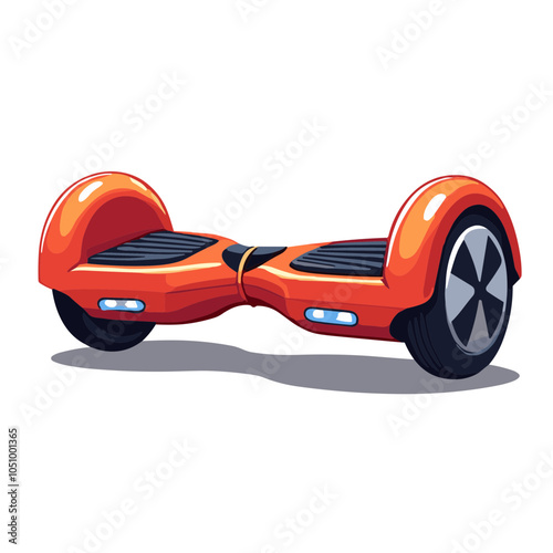 Orange hoverboard vector illustration, electric scooter design