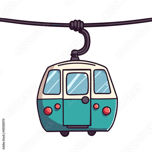 Teal gondola lift vector illustration, mountain cable car