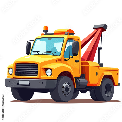 Yellow tow truck vector illustration, roadside assistance vehicle