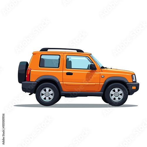 Orange SUV vector illustration, modern off-road vehicle