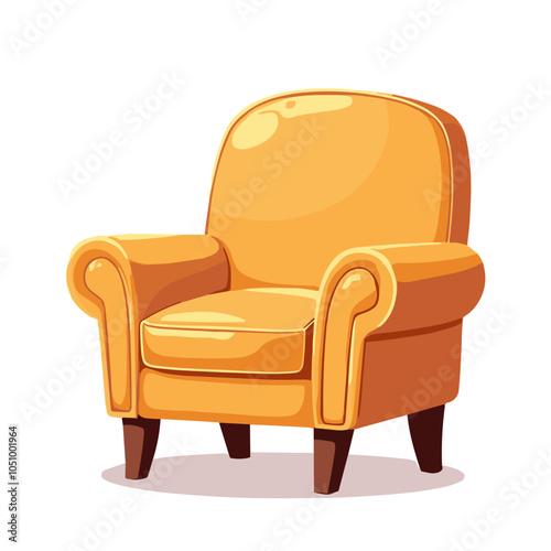 Yellow leather armchair vector illustration, classic furniture