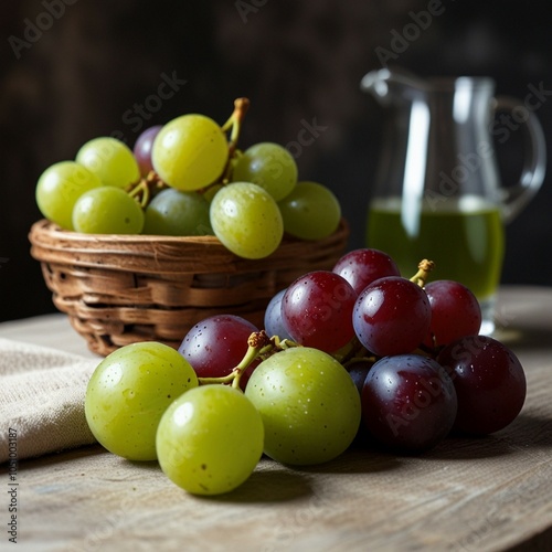 A bunch of green and black grapes, Fresh grasp images