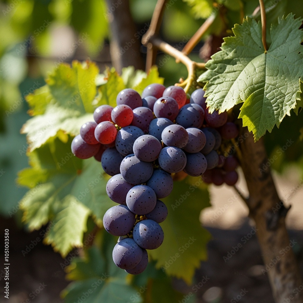 Fototapeta premium A bunch of green and black grapes, Fresh grasp images