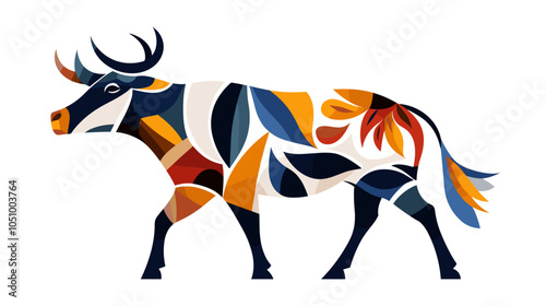 Colorful abstract deer vector poster design. Illustration of deer, featuring vibrant patterns and designs. A beautifully stylized dee adorned with colorful artistic patterns.