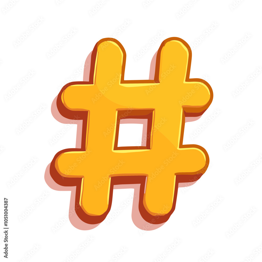 Obraz premium Vector illustration of yellow hashtag symbol